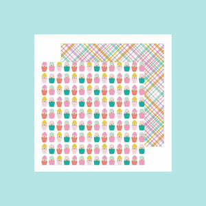 American Crafts - Pebbles - Jen Hadfield - Hey Hello - 12x12 Double Sided Papers CUPCAKE SURPRISE