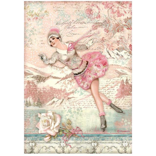 Stamperia - A4 Rice Paper Packed - Sweet Winter Ice Skater