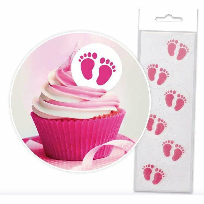 Cake Craft - Pink Baby Feet Wafer Toppers