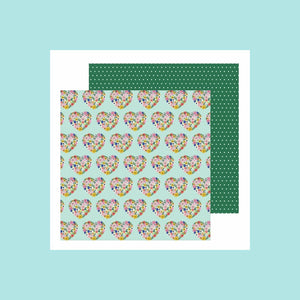 American Crafts - Pebbles - Jen Hadfield - Hey Hello - 12x12 Double Sided Papers FLORAL HEARTS