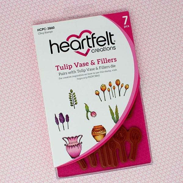 Heartfelt Creations Tulip Vase & Fillers Cling Stamp Set