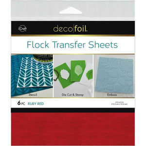 iCraft - Deco Foil - Flock Transfer Sheets 6 Pack RUBY RED