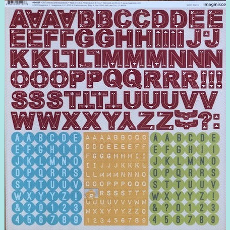 Imaginisce - Childhood Memories Collection - 12 x 12 Cardstock Stickers - Red Alphabet