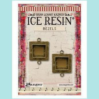 Light Gray Ice Resin Bezels Collection - Milan Antique Bronze Small Square