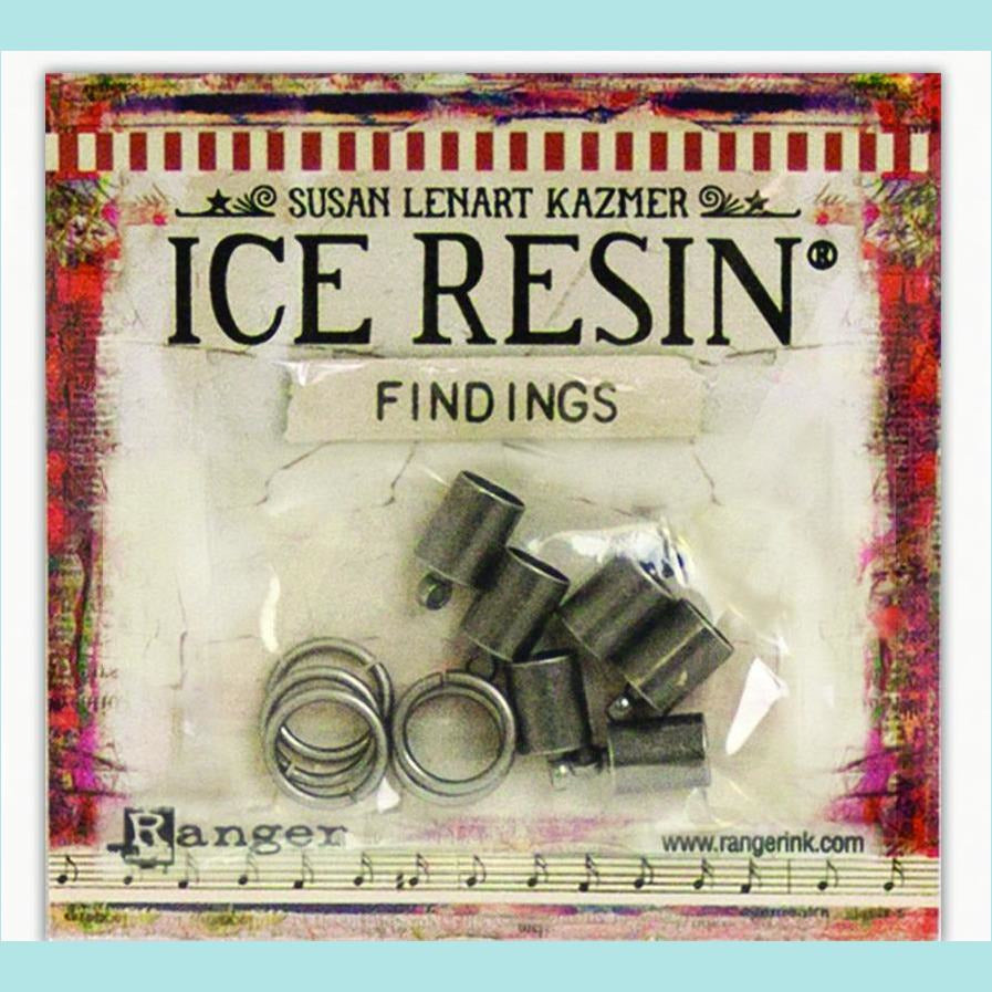 Gray Ice Resin Findings - 6mm End Caps & Jump Rings, 12 pcs - Susan Lenart Kazmer