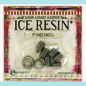 Gray Ice Resin Findings - 7mm End Caps & Jump Rings, 12 pcs - Susan Lenart Kazmer