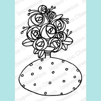 Impression Obsession - Flowers in Vase with Dots Stamp