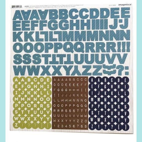 Imaginisce - Childhood Memories Collection - 12 x 12 Cardstock Stickers - Blue Alphabet