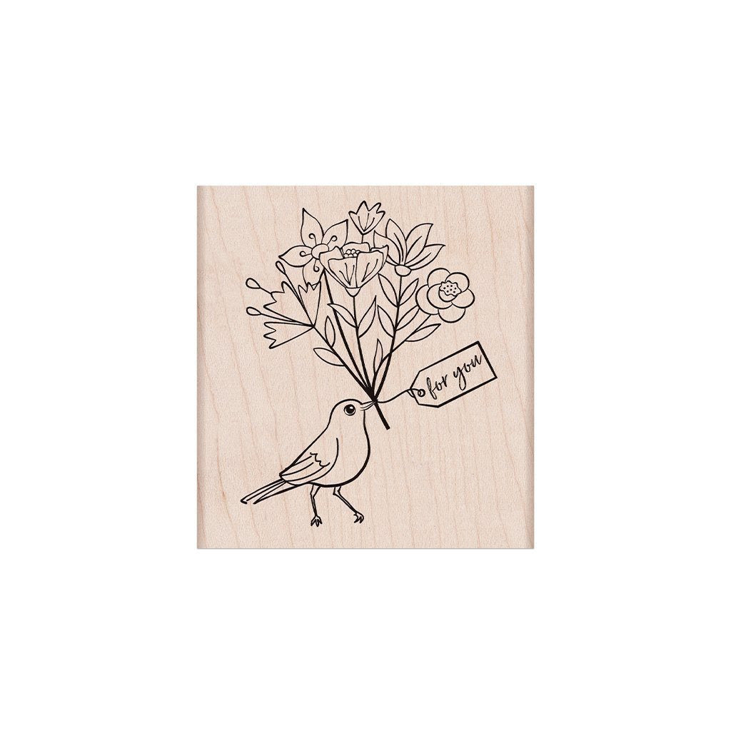 Hero Arts - Bird With Bouquet Woodblock Stamp