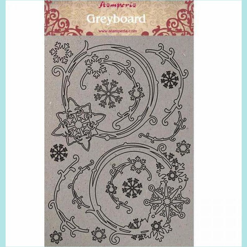 Stamperia - A4 Greyboard 2 mm - Snowflakes and Garlands