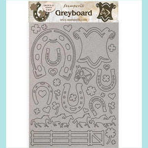 Stamperia - A4 Greyboard 2 mm - Romantic Horses Horseshoes