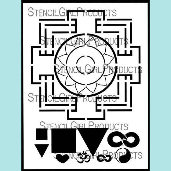 StencilGirl - Four Gates Mandala Stencil