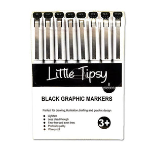 Little Tipsy - Graphic Markers - Black (8pc Set)