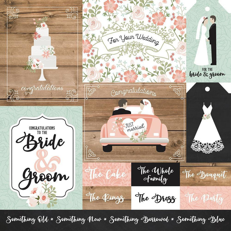 Echo Park - Our Wedding Double-Sided Cardstock - Multi Journaling Cards
