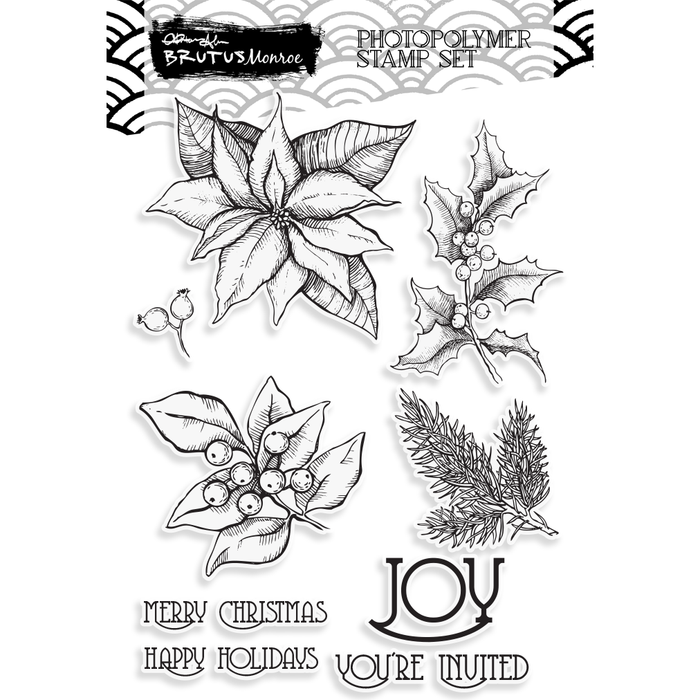 Brutus Monroe - Poinsettia Joy - 6x8 Photopolymer Stamp Set