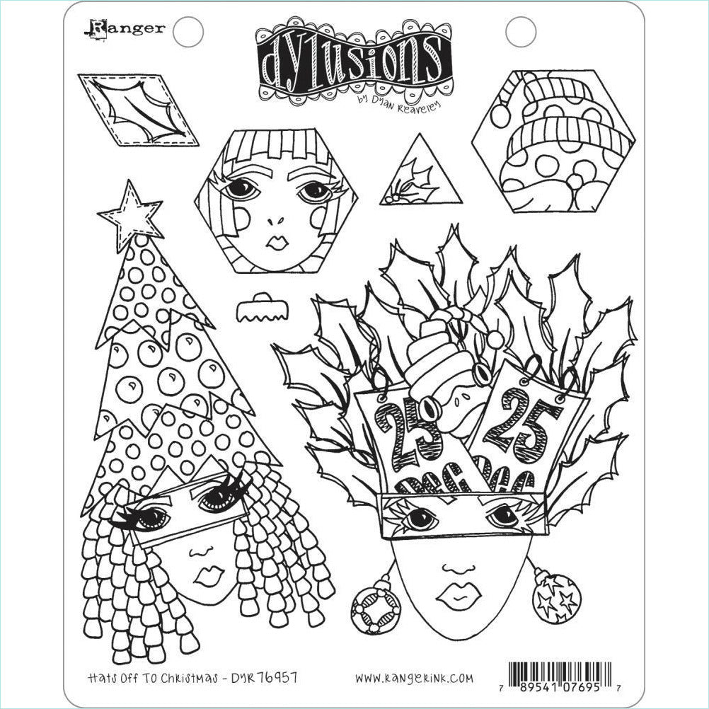 Ranger Dylusions - Hats Off To Christmas Cling Mount Stamps