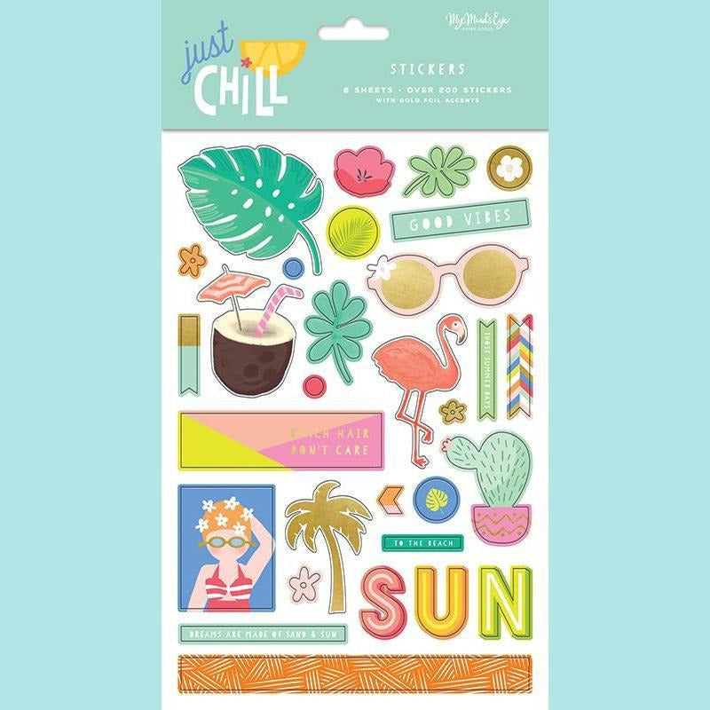 My Mind's Eye - Just Chill Collection - Cardstock Stickers with Foil Accents