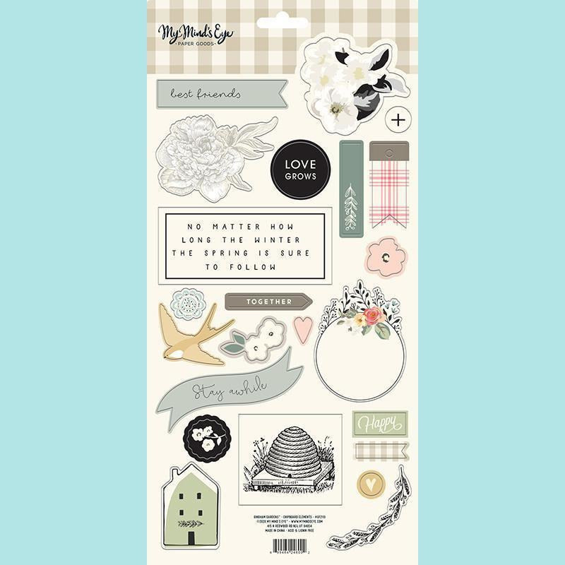 My Mind's Eye - Gingham Gardens Collection - Chipboard Embellishments