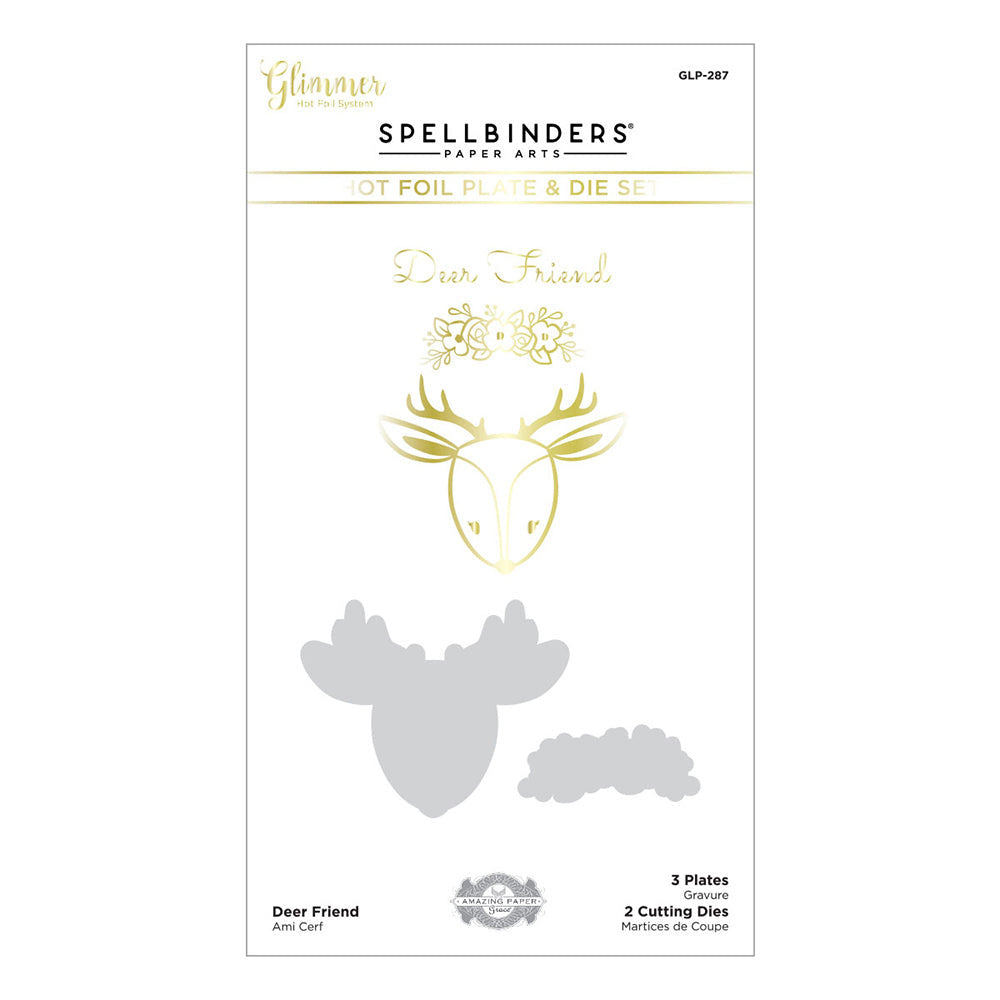 Spellbinders - Sweet Cardlets II Collection - Deer Friend Glimmer Hot Foil Plate