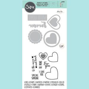 Sizzix - Framelits Die Set 8PK w/ 8PK Stamps - Love Hearts