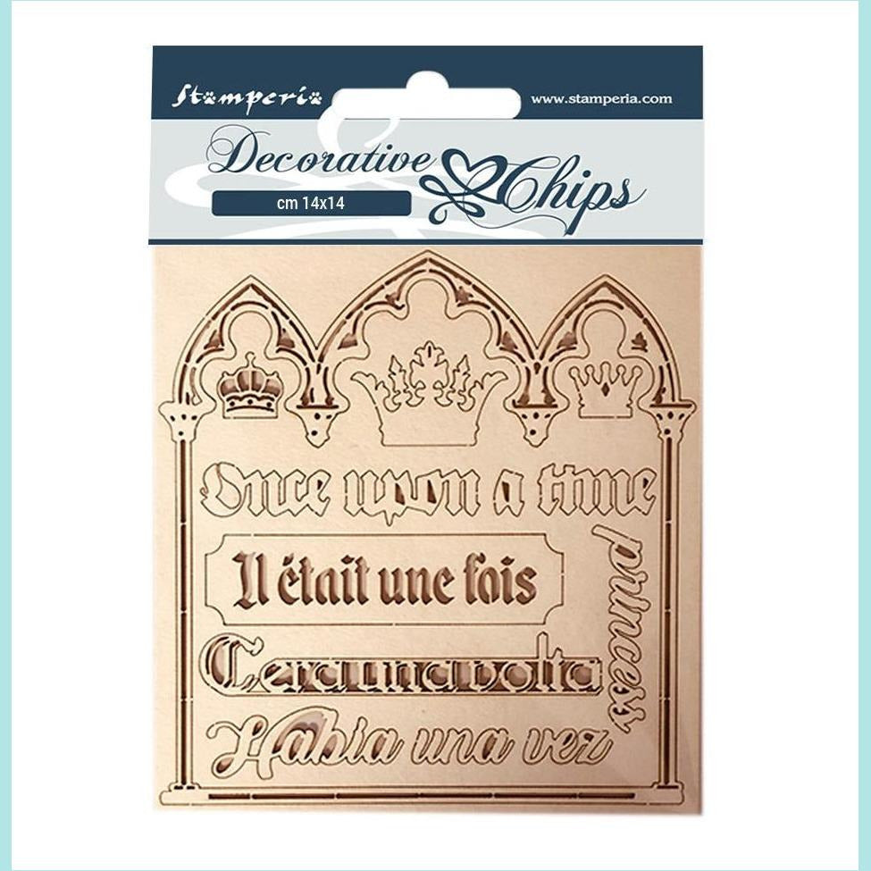 Stamperia - Decorative Chips 14x14 cm - Sleeping Beauty Quotes