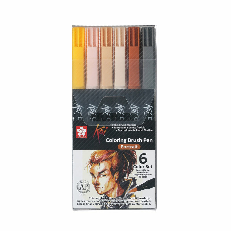 Sakura - Koi Colouring Brush Pen - 6pc Sets PORTRAIT