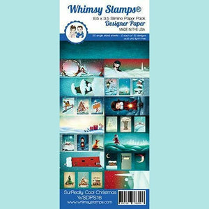 Powder Blue Whimsy Stamps - Slimline Paper Pack - SurReally Cool Christmas