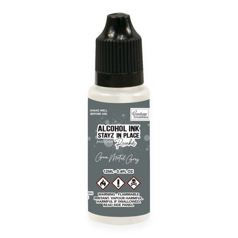 Couture Creations - Stayz in Place - Alcohol Ink Pad 12ml Reinker GUN METAL GREY PEARLESCENT