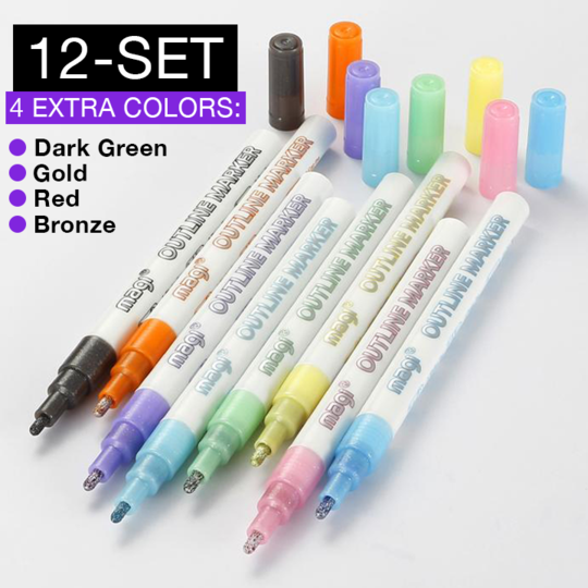 SuperSquiggles - Outline Marker Set - 12 Pens Per Set
