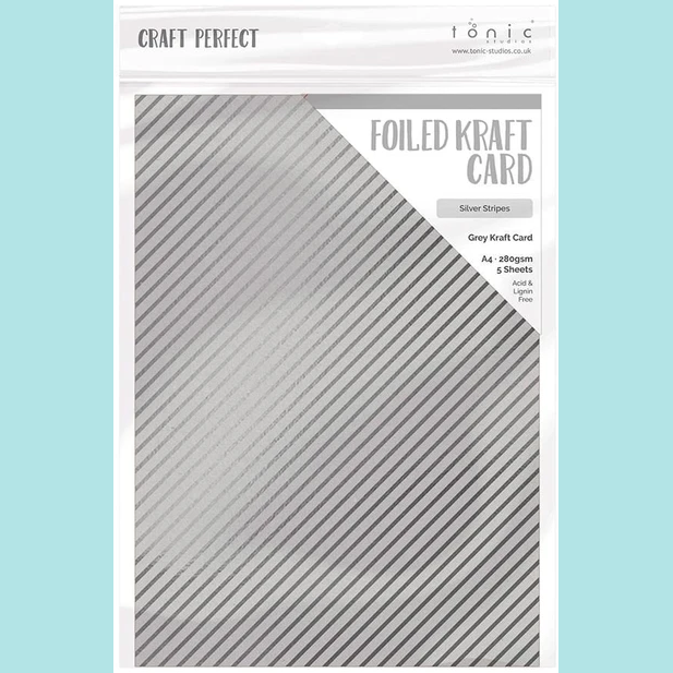Tonic Studios - Craft Perfect - Foiled Kraft Card A4 SILVER STRIPES