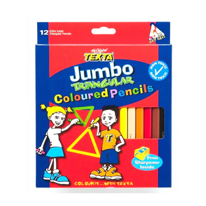 Texta - Coloured Pencils - Triangular Assorted Colours (Pack 12)