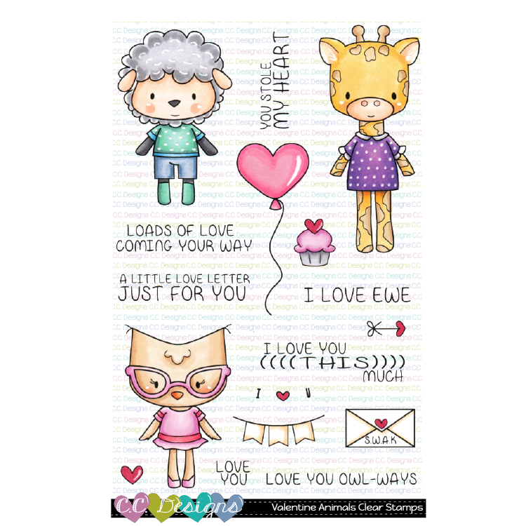 C.C. Designs - Valentine Animals Clear Stamp 