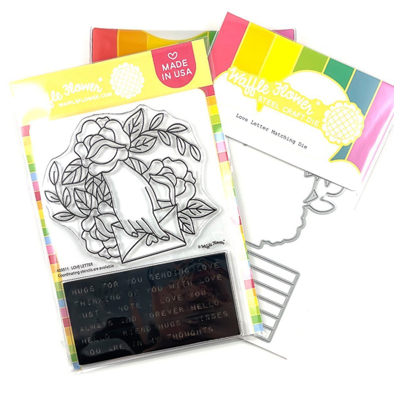 Waffle Flower - Love Letter Stamp Set - Stencil and Combo COMBO