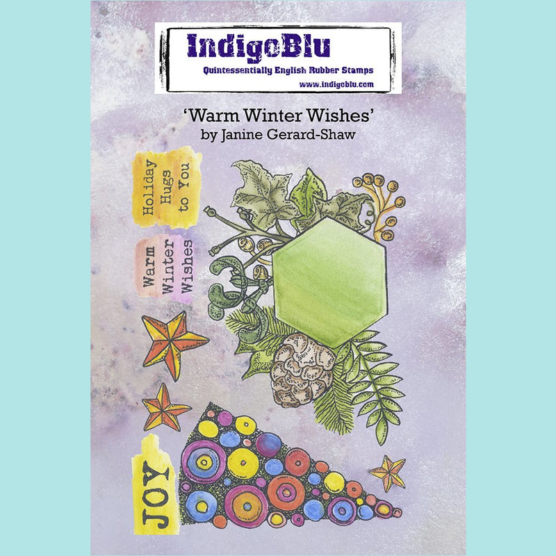 IndigoBlu - Warm Winter Wishes A6 Red Rubber Stamp by Janine Gerard-Shaw
