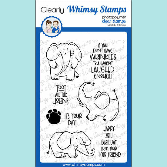Whimsy Stamps - NEW Happy Elephants Clear Stamps