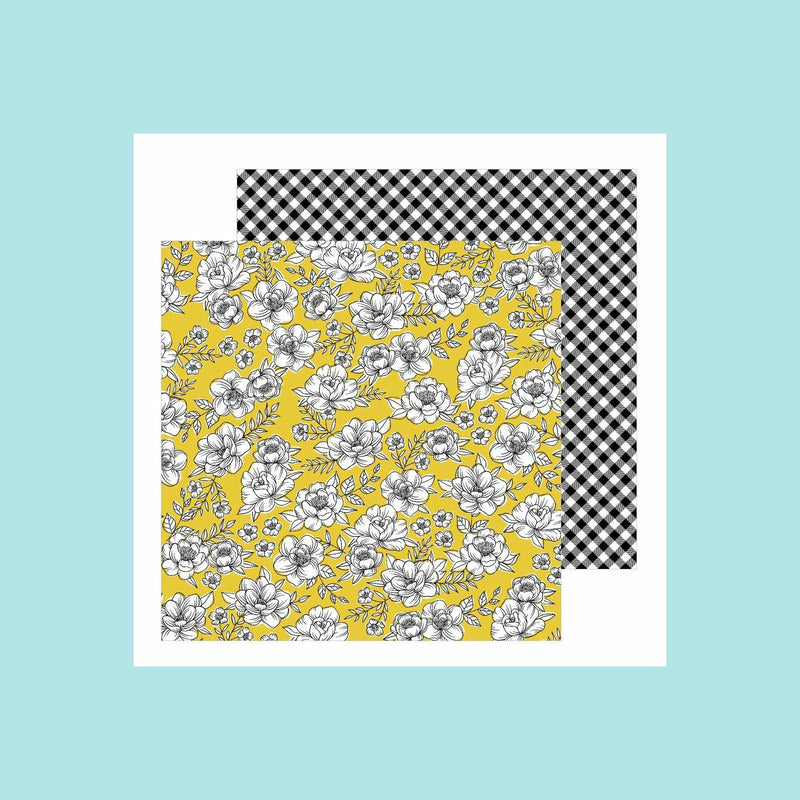 American Crafts - Pebbles - Jen Hadfield - Hey Hello - 12x12 Double Sided Papers YELLOW ROSES