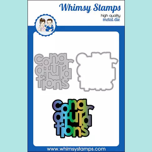 Whimsy Stamps -   Congratulations Word and Shadow Die Set