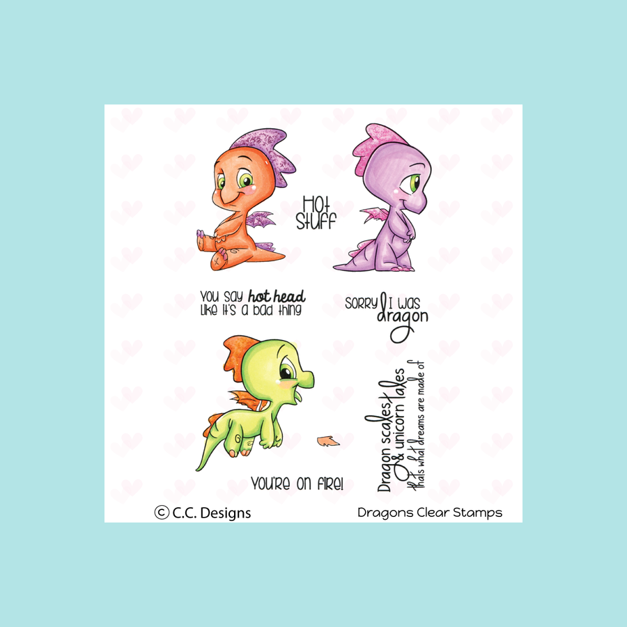 C.C. Designs Dragons Clear Stamp and Circus Outline Metal Die