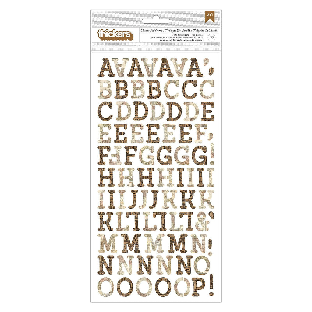 BoBunny - Thickers - Family Heirlooms - Alphabet Chipboard (177 pieces)