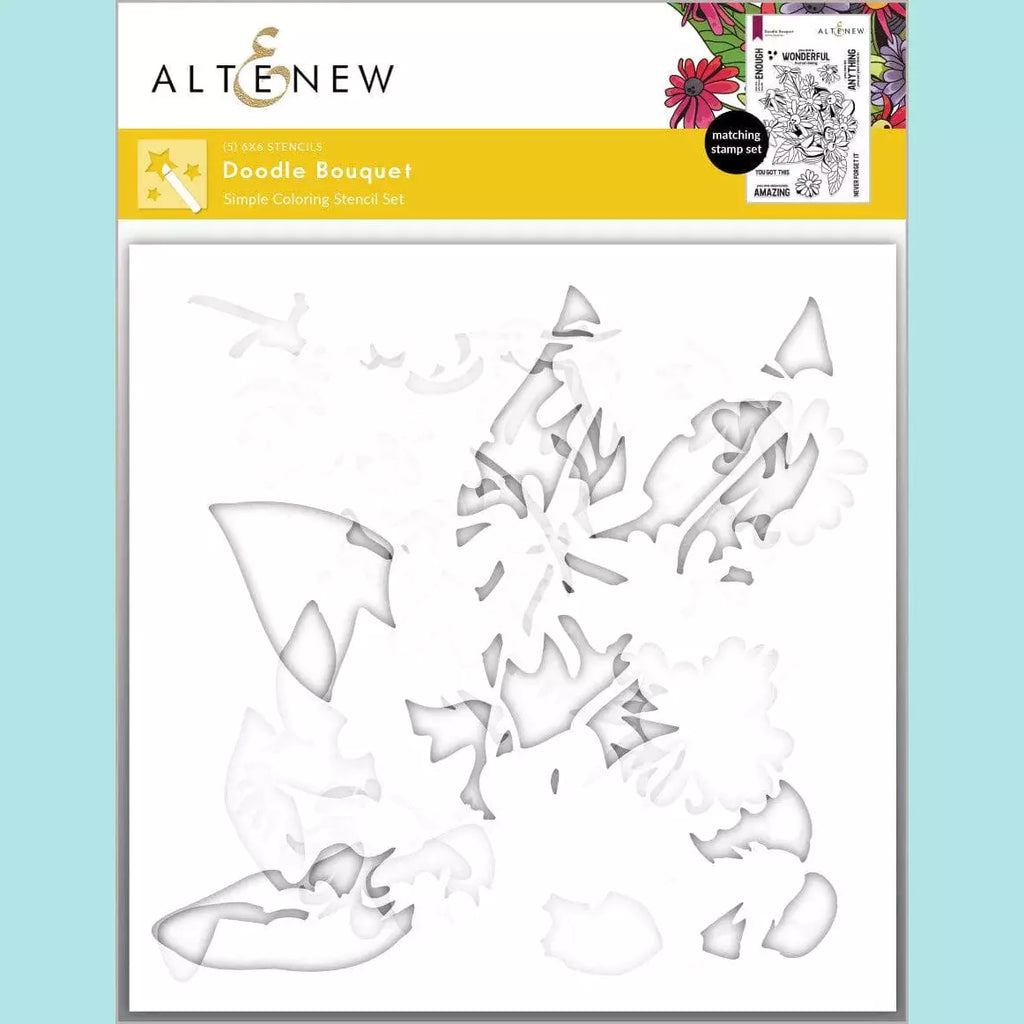 Altenew - Doodle Bouquet Simple Coloring Stencil Set (5 in 1)