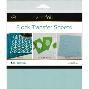 iCraft - Deco Foil - Flock Transfer Sheets 6 Pack BLUE SKY