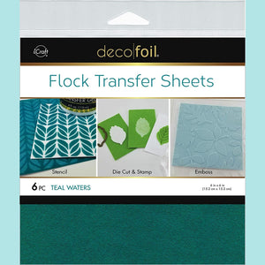 iCraft - Deco Foil - Flock Transfer Sheets 6 Pack TEAL WATERS