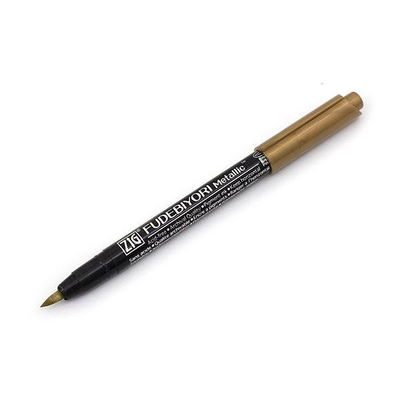 White Kuretake Zig Fudebiyori Metallic Brush Pen