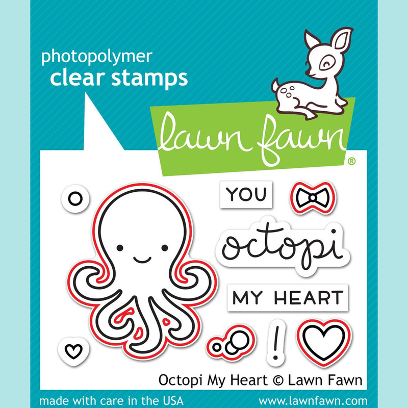 Yellow Green Lawn Fawn - Octopi My Heart - Stamp and Die Sets