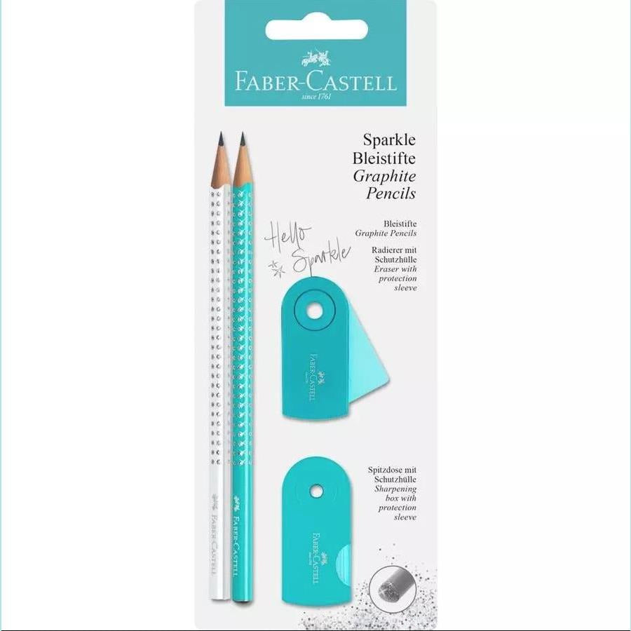 Faber-Castell - Pencil Set Sparkle Pearl Turquoise/White, 4 pieces