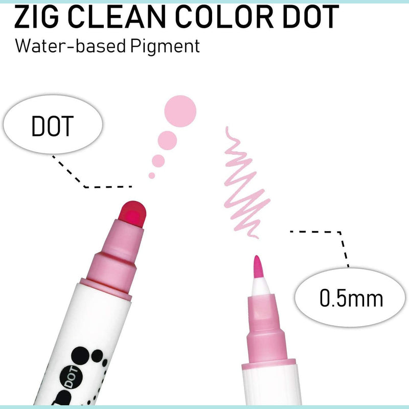 Kuretake - ZIG Clean Color Dot Markers - 4 Colors Set