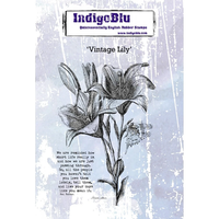 Lavender IndigoBlu - Vintage Flowers A6 Red Rubber Stamp