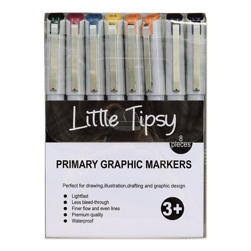 Little Tipsy - Graphic Markers - Primary Colours - 8 Piece Set