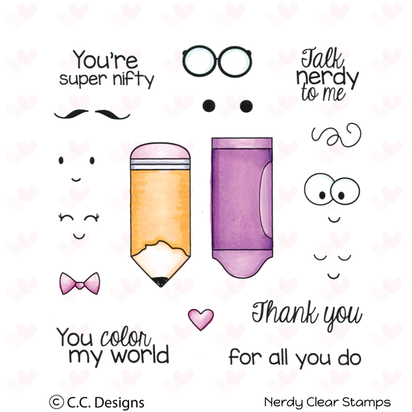 Orchid C.C. Designs Nerdy Clear Stamp and Nerdy Outline Metal Die
