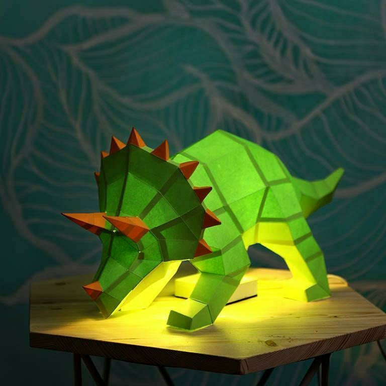 Dark Slate Gray Papercraft World - 3D Papercraft Triceratops 3D Paper Model, Lamp (Ages 12+)